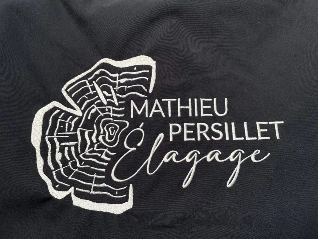 image d'une broderie avec le pictogramme Mathieu Persillet Elagage